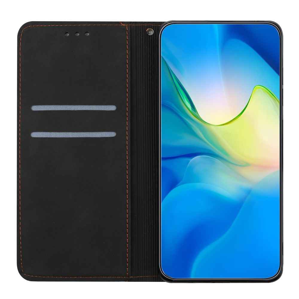 For Samsung Galaxy A57 5G Case Imprinted Flower Wallet Stand Leather Phone Cover - Black
