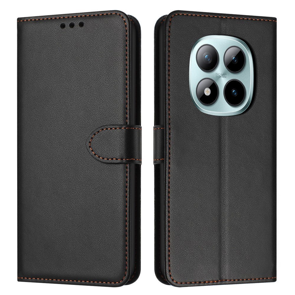 For Xiaomi Redmi Note 15 Pro 4G (Global) Case Stand Wallet Leather Phone Cover with Strap - Black