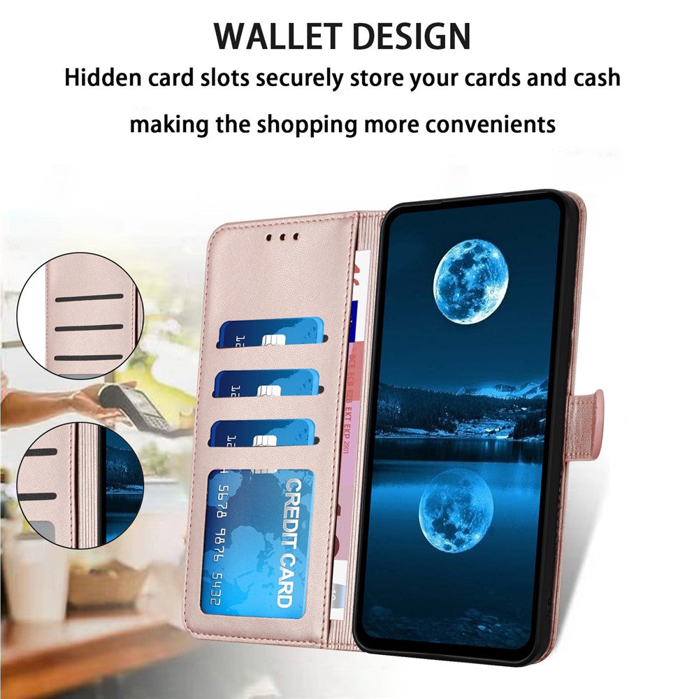 For Xiaomi Redmi Note 15 Pro 4G (Global) Case Stand Wallet Leather Phone Cover with Strap - Rose Gold