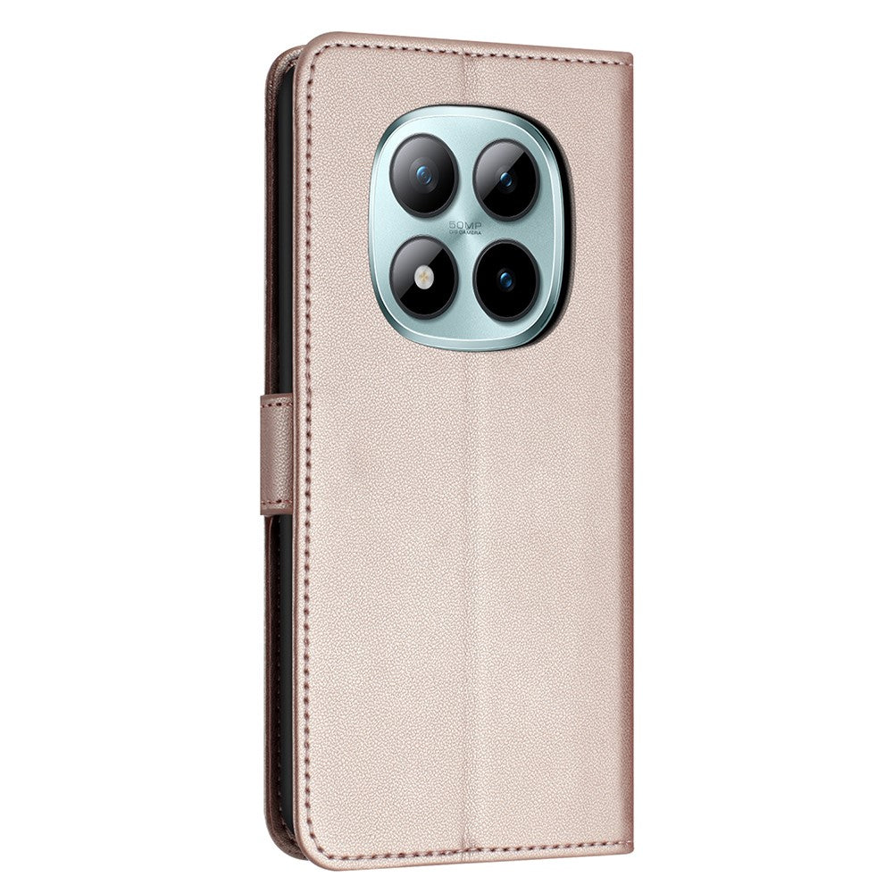 For Xiaomi Redmi Note 15 Pro 4G (Global) Case Stand Wallet Leather Phone Cover with Strap - Rose Gold