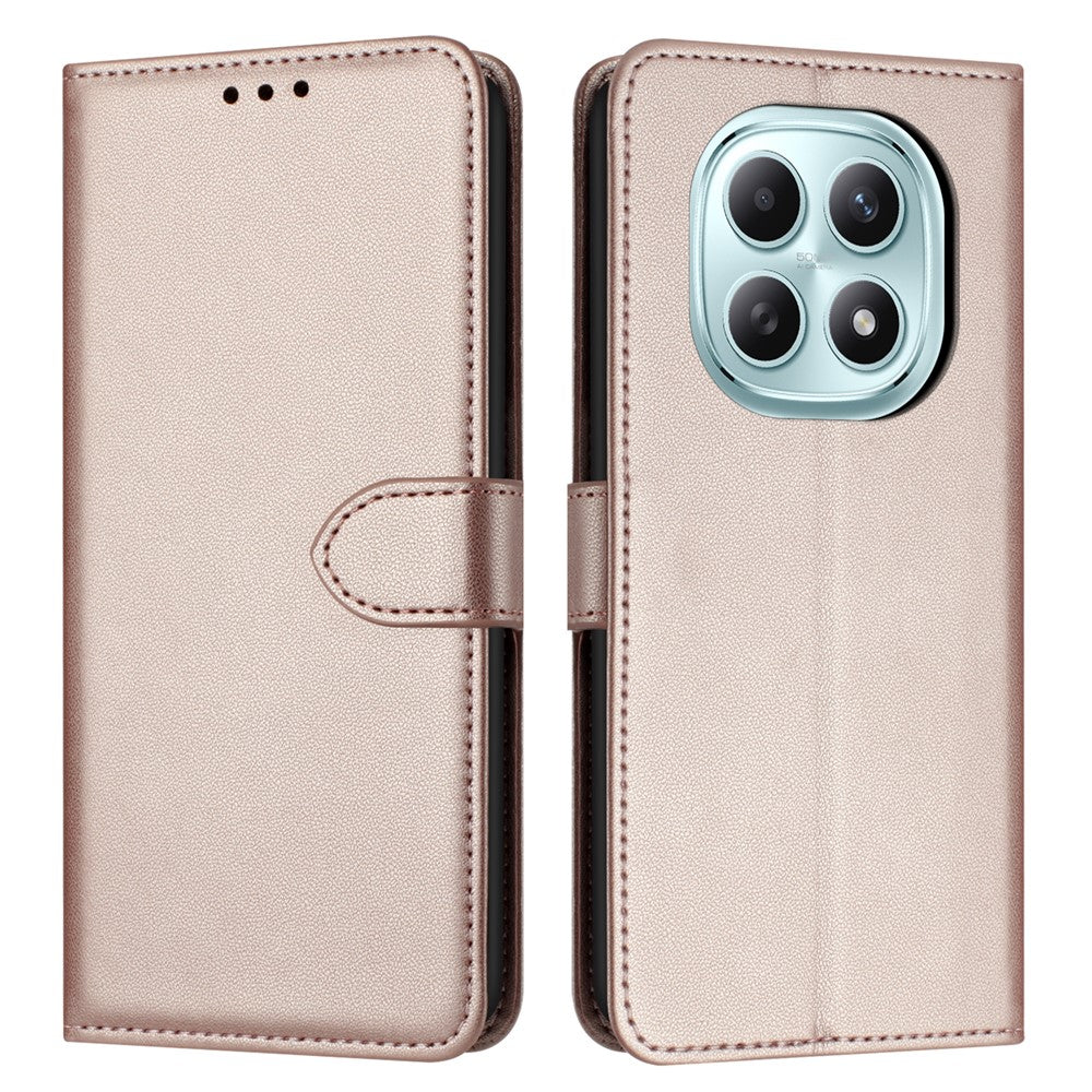 For Xiaomi Redmi Note 15 4G (Global) Case Stand Wallet Leather Phone Cover with Strap - Rose Gold