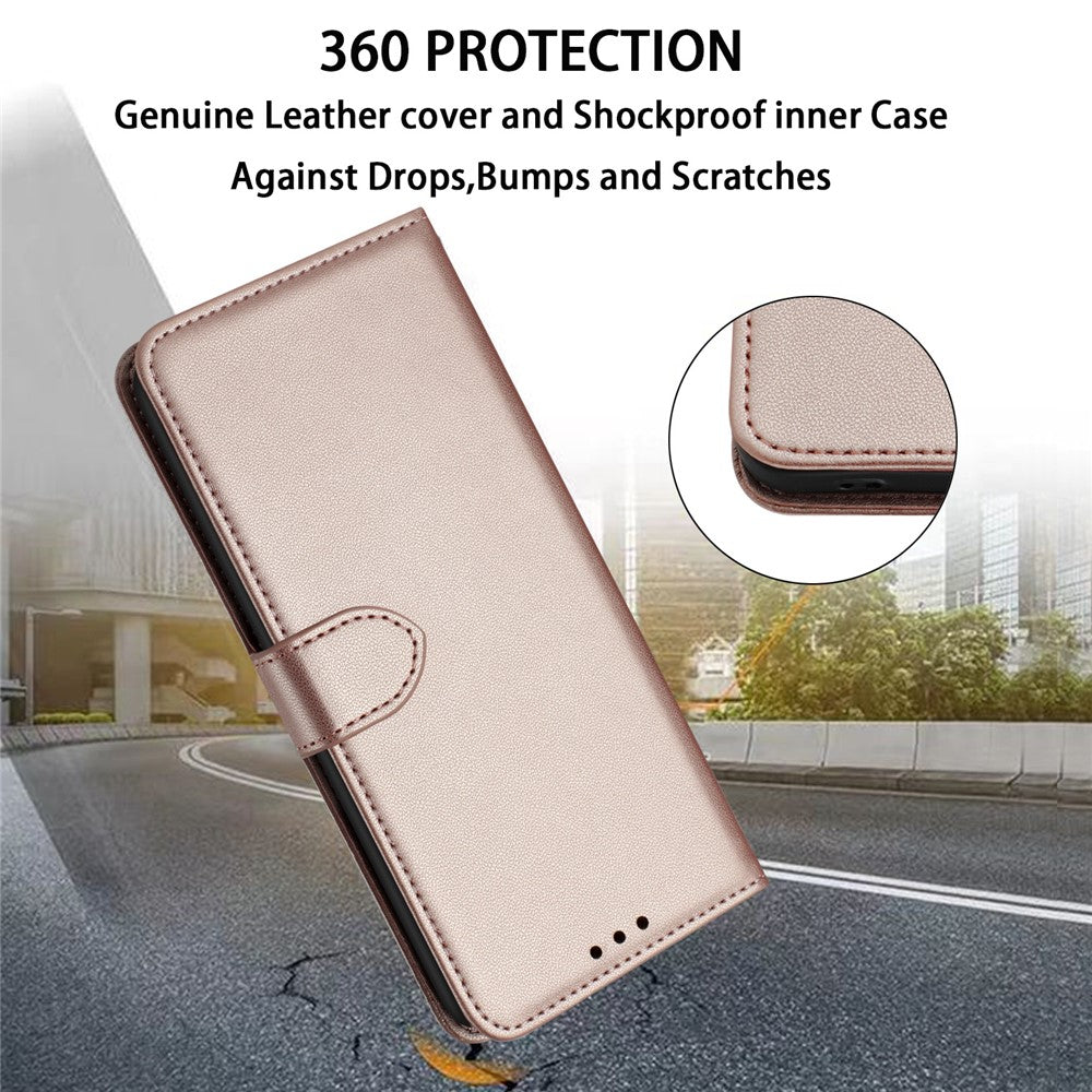 For Xiaomi Redmi Note 15 4G (Global) Case Stand Wallet Leather Phone Cover with Strap - Rose Gold