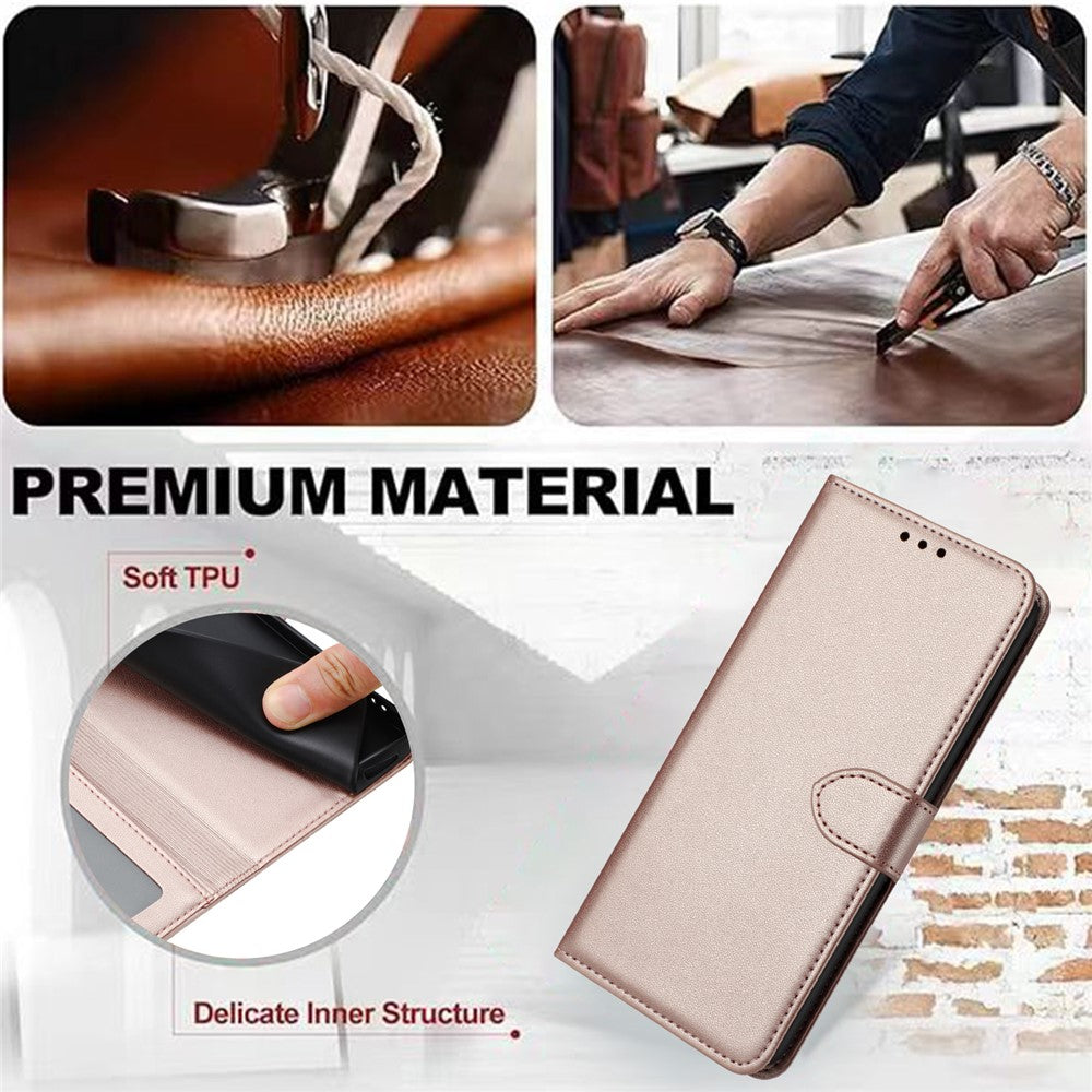 For Xiaomi Redmi Note 15 4G (Global) Case Stand Wallet Leather Phone Cover with Strap - Rose Gold