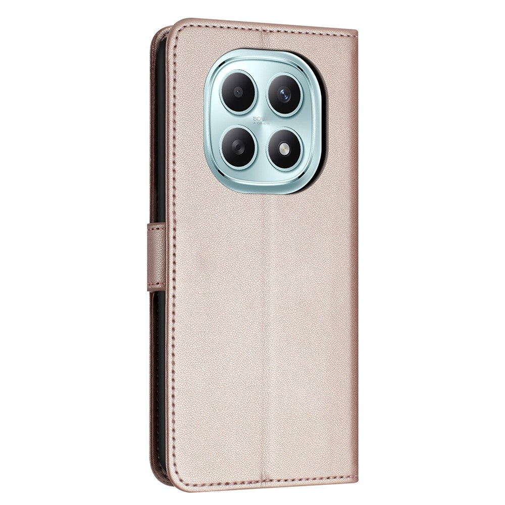 For Xiaomi Redmi Note 15 4G (Global) Case Stand Wallet Leather Phone Cover with Strap - Rose Gold