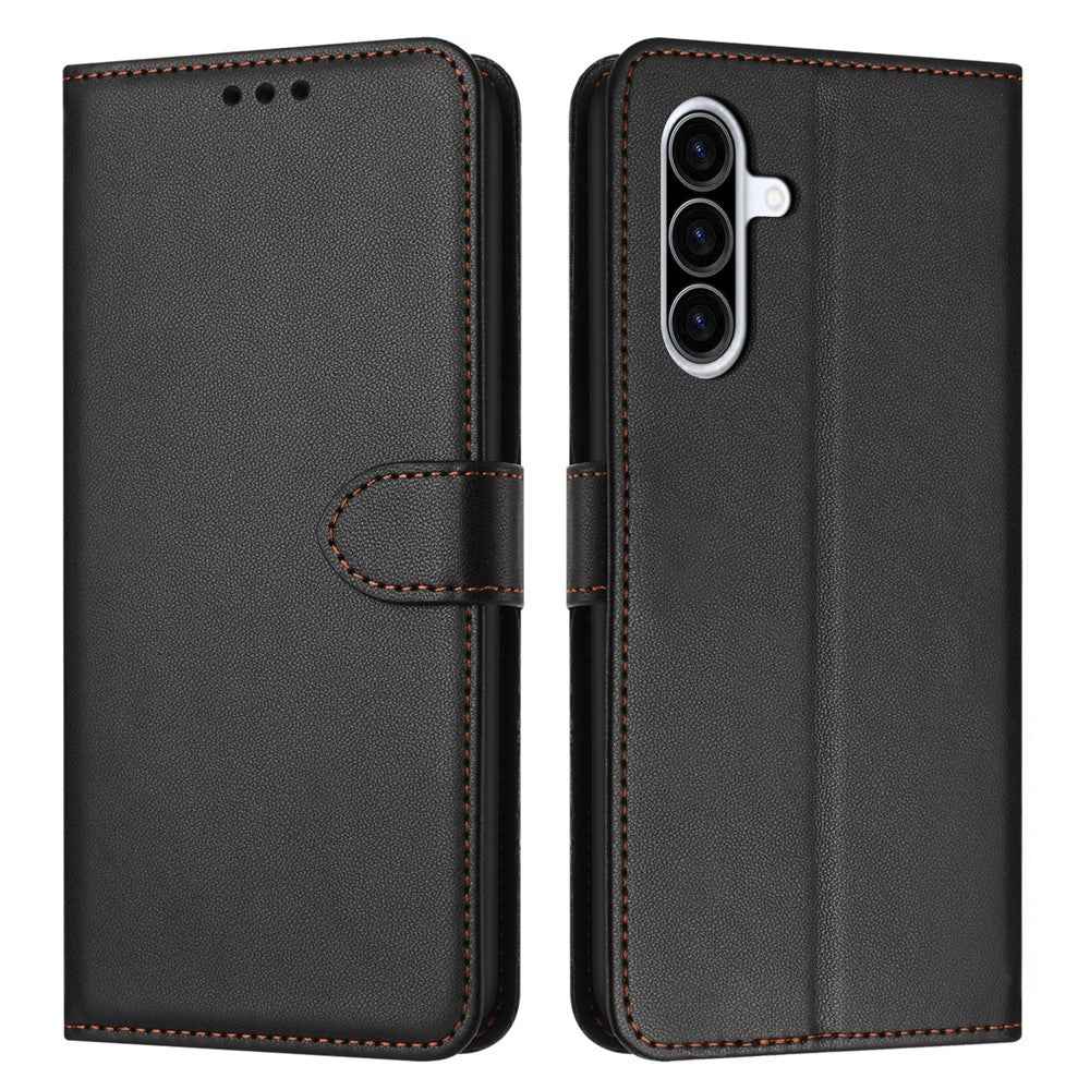For Samsung Galaxy A57 5G Case Stand Wallet Leather Phone Cover with Strap - Black