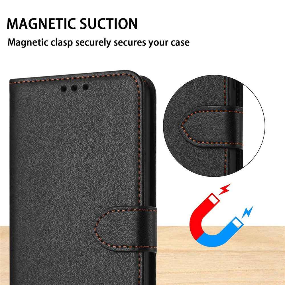For Samsung Galaxy A57 5G Case Stand Wallet Leather Phone Cover with Strap - Black