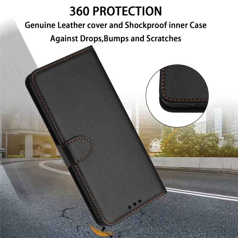 For Samsung Galaxy A57 5G Case Stand Wallet Leather Phone Cover with Strap - Black