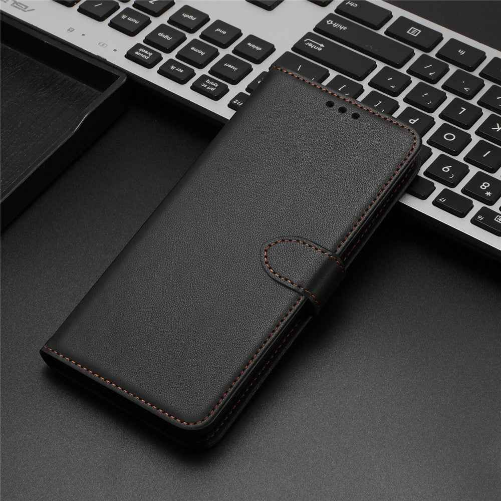 For Samsung Galaxy A57 5G Case Stand Wallet Leather Phone Cover with Strap - Black