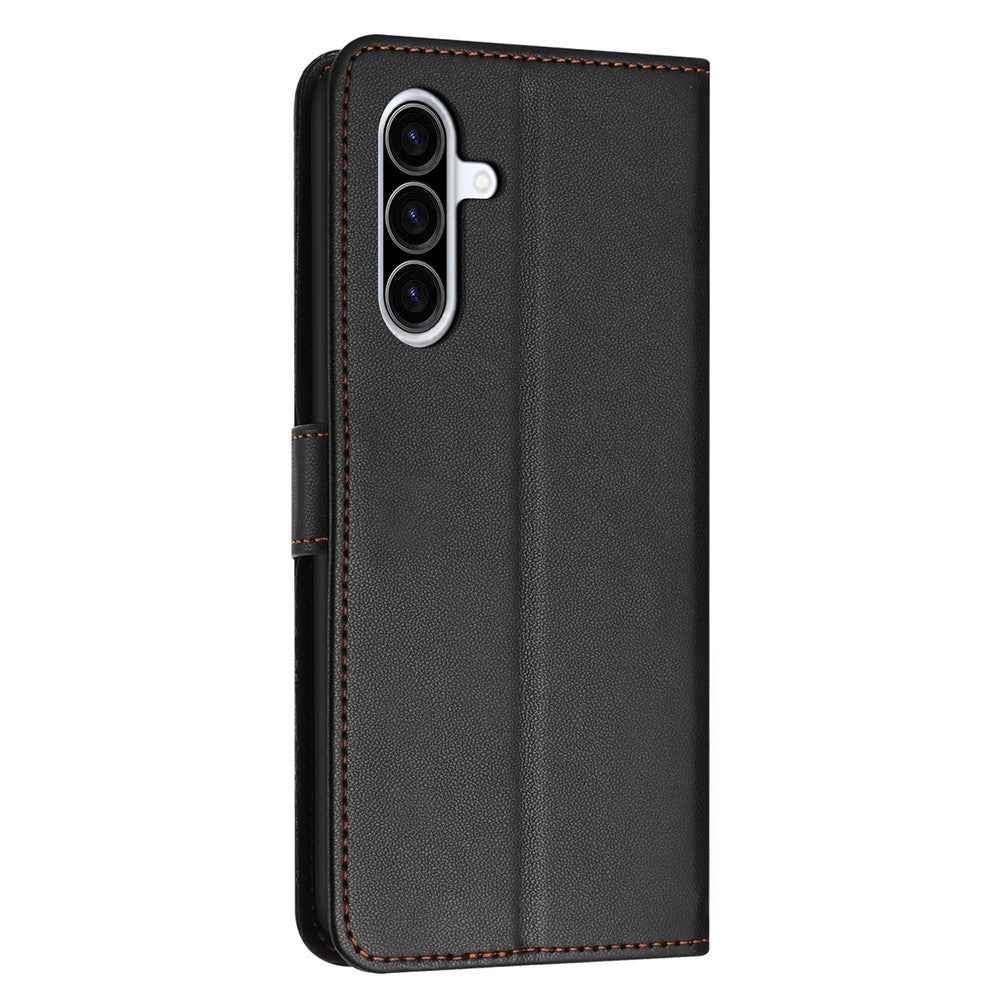 For Samsung Galaxy A57 5G Case Stand Wallet Leather Phone Cover with Strap - Black