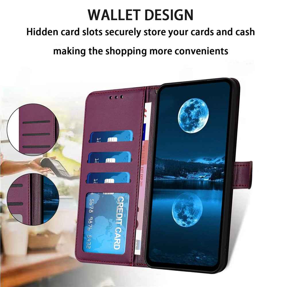 For Samsung Galaxy A57 5G Case Stand Wallet Leather Phone Cover with Strap - Purple