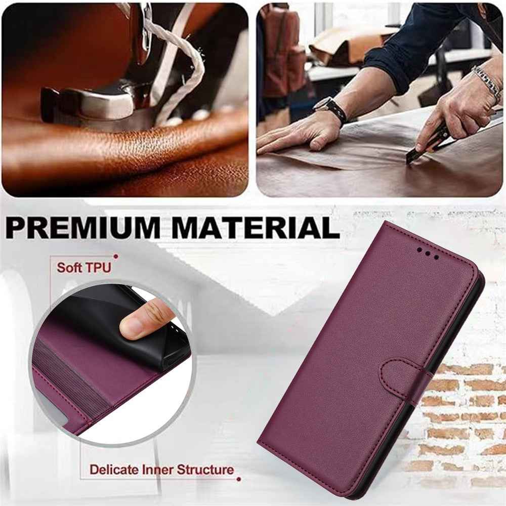 For Samsung Galaxy A57 5G Case Stand Wallet Leather Phone Cover with Strap - Purple