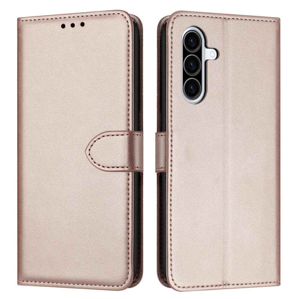For Samsung Galaxy A57 5G Case Stand Wallet Leather Phone Cover with Strap - Rose Gold