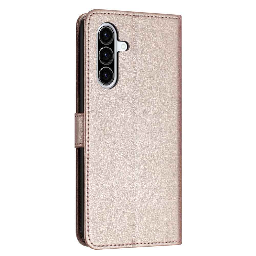 For Samsung Galaxy A57 5G Case Stand Wallet Leather Phone Cover with Strap - Rose Gold