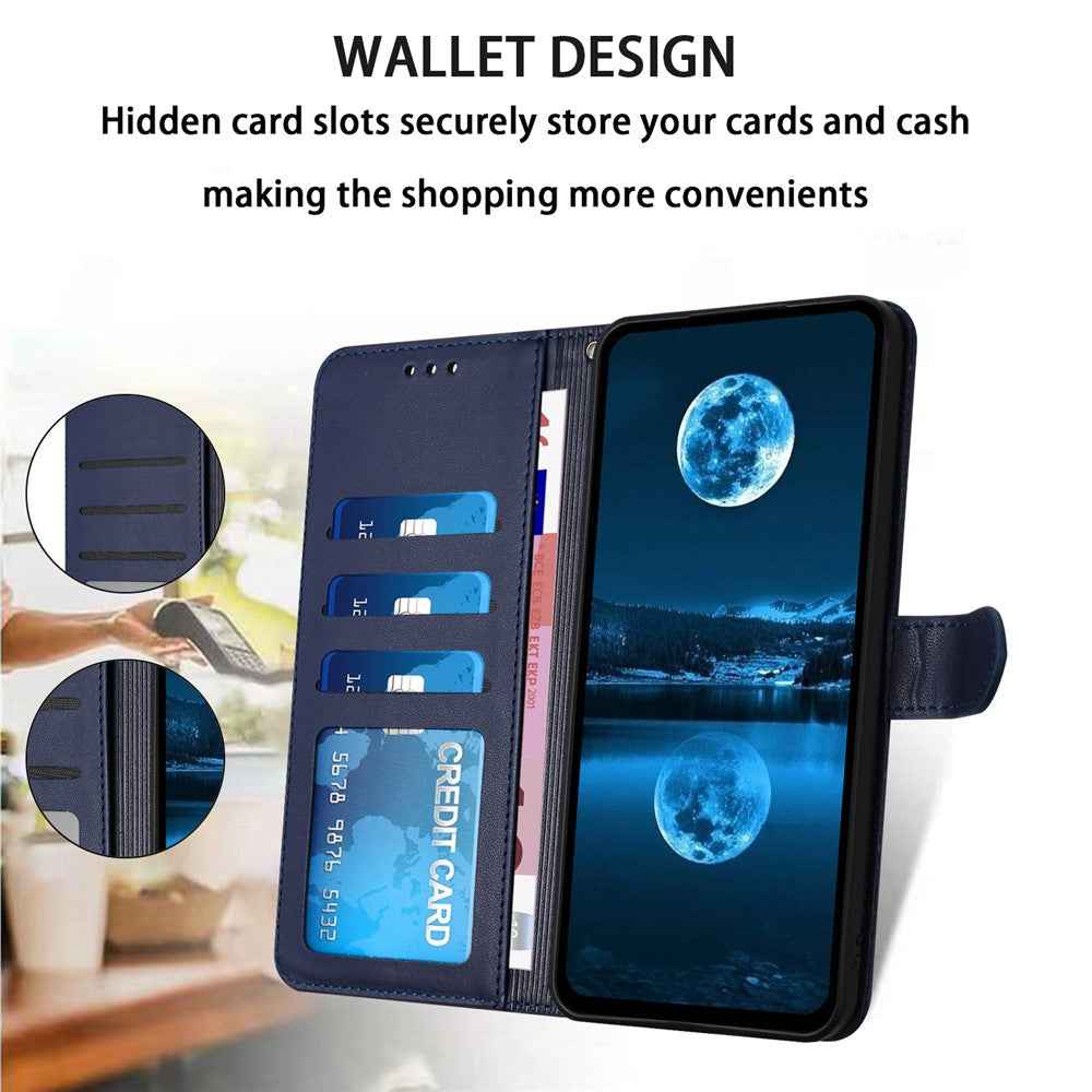 For Samsung Galaxy A57 5G Case Stand Wallet Leather Phone Cover with Strap - Blue