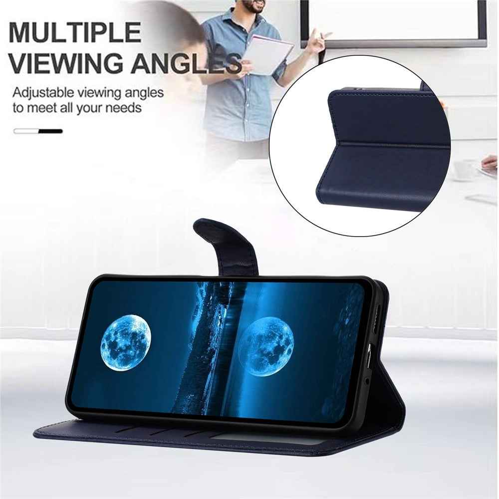 For Samsung Galaxy A57 5G Case Stand Wallet Leather Phone Cover with Strap - Blue