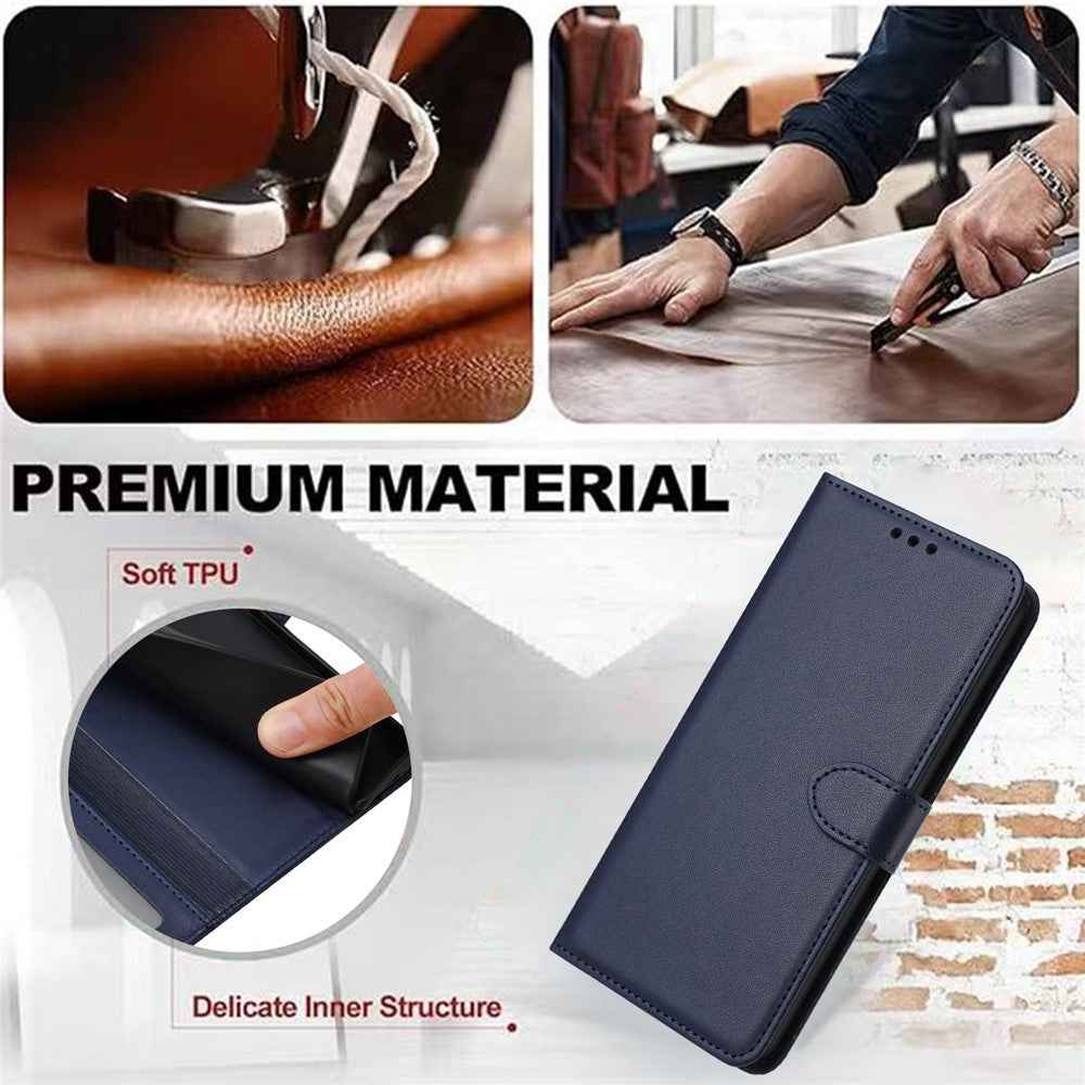 For Samsung Galaxy A57 5G Case Stand Wallet Leather Phone Cover with Strap - Blue