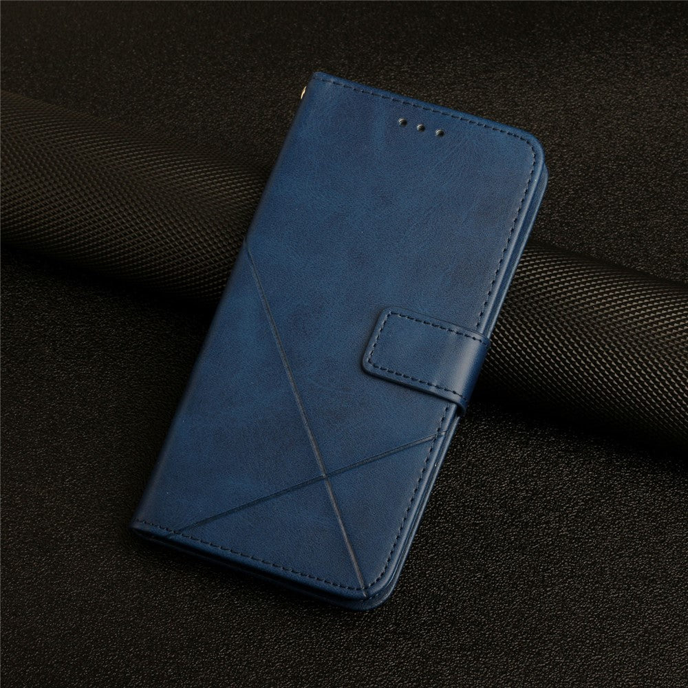 For Xiaomi Redmi Note 15 Pro 4G (Global) Case Line Pattern Wallet Leather Phone Cover with Wrist Strap - Blue