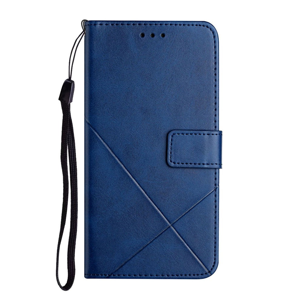 For Xiaomi Redmi Note 15 Pro 4G (Global) Case Line Pattern Wallet Leather Phone Cover with Wrist Strap - Blue