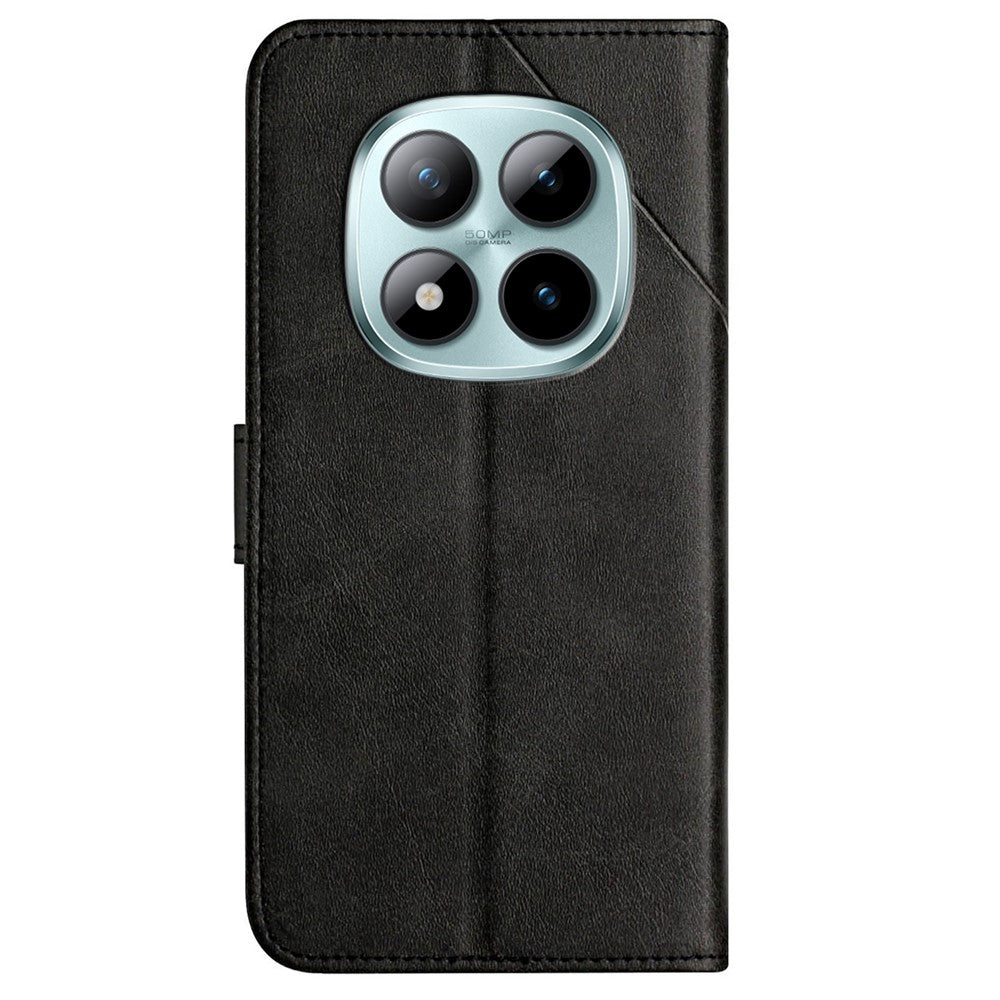 For Xiaomi Redmi Note 15 Pro 4G (Global) Case Line Pattern Wallet Leather Phone Cover with Wrist Strap - Black
