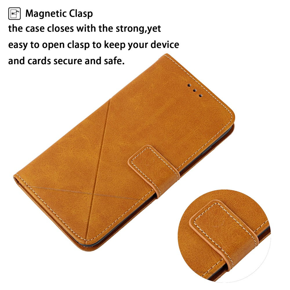 For Xiaomi Redmi Note 15 Pro 4G (Global) Case Line Pattern Wallet Leather Phone Cover with Wrist Strap - Yellow