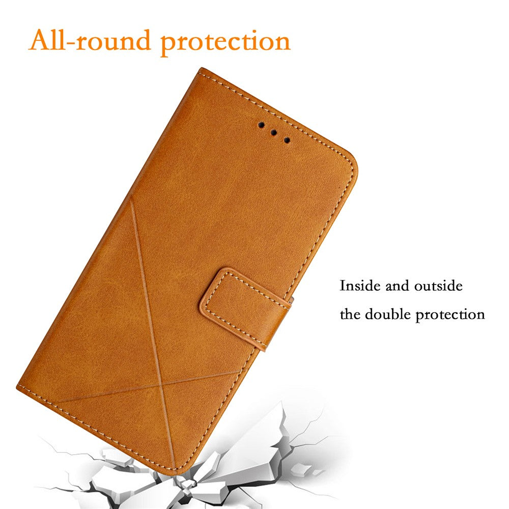 For Xiaomi Redmi Note 15 Pro 4G (Global) Case Line Pattern Wallet Leather Phone Cover with Wrist Strap - Yellow
