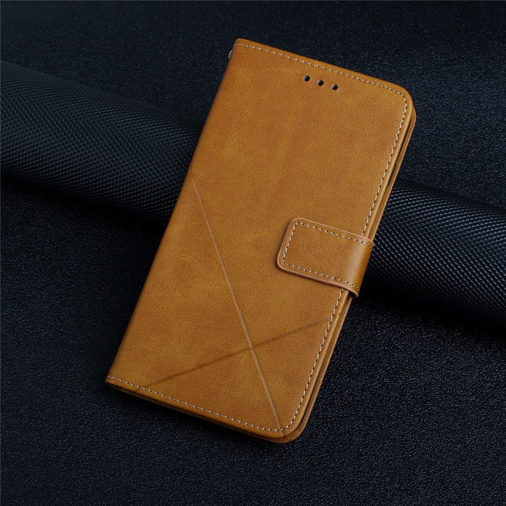 For Xiaomi Redmi Note 15 Pro 4G (Global) Case Line Pattern Wallet Leather Phone Cover with Wrist Strap - Yellow