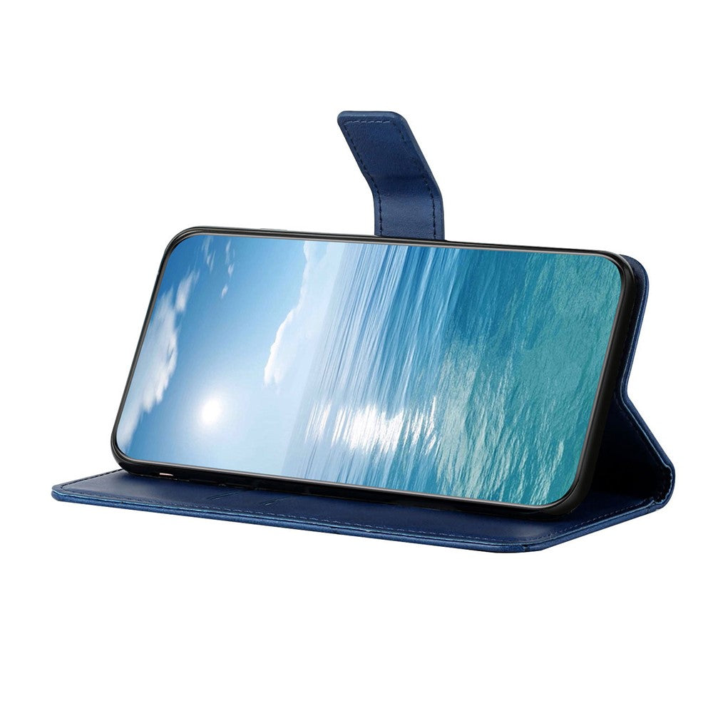 For Xiaomi Redmi Note 15 4G (Global) Case Line Pattern Wallet Leather Phone Cover with Wrist Strap - Blue