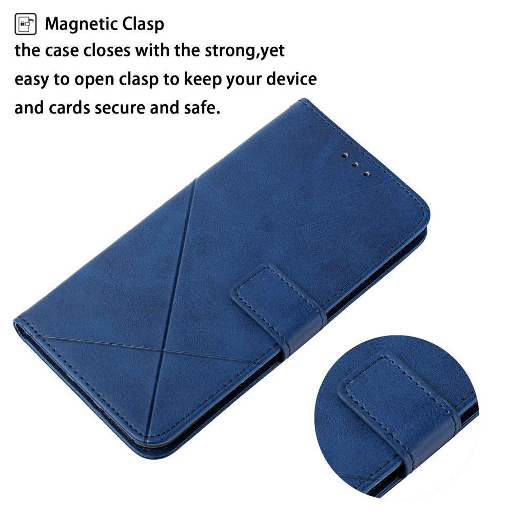 For Xiaomi Redmi Note 15 4G (Global) Case Line Pattern Wallet Leather Phone Cover with Wrist Strap - Blue