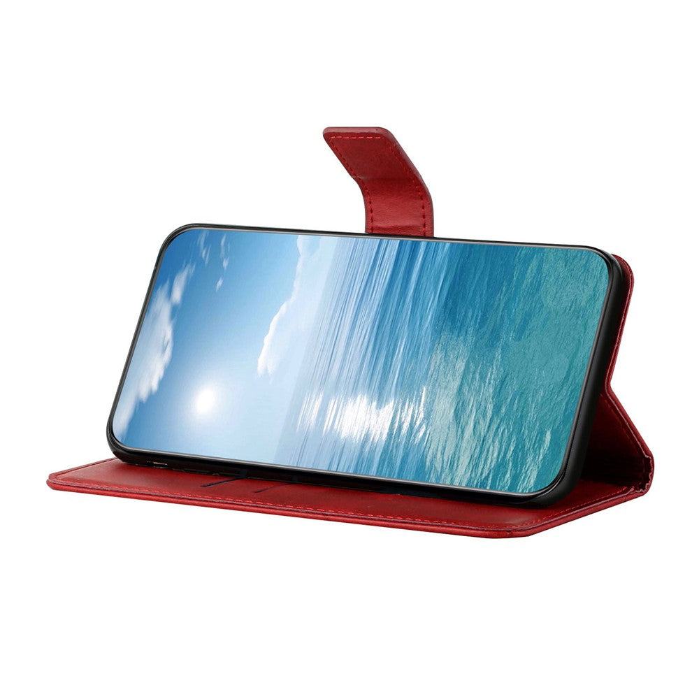 For Xiaomi Redmi Note 15 4G (Global) Case Line Pattern Wallet Leather Phone Cover with Wrist Strap - Red