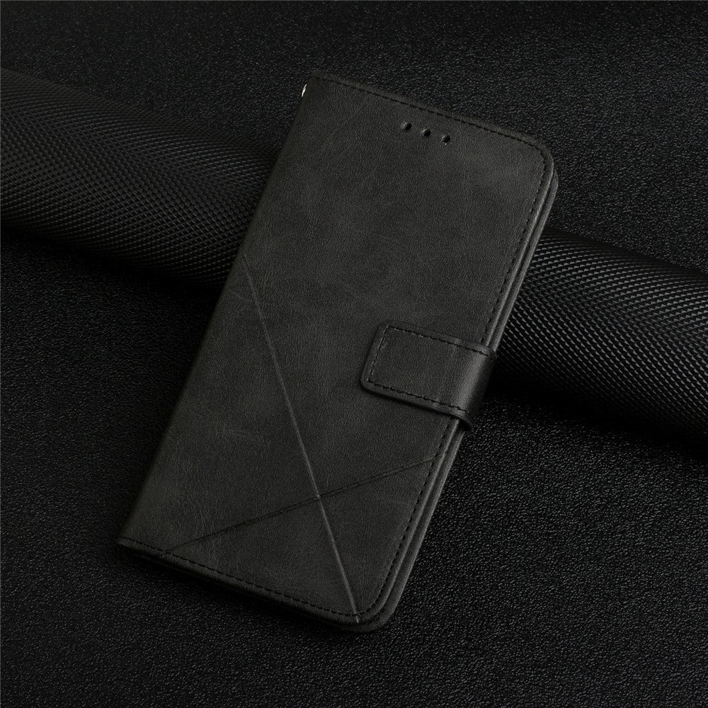 For Xiaomi Redmi Note 15 4G (Global) Case Line Pattern Wallet Leather Phone Cover with Wrist Strap - Black