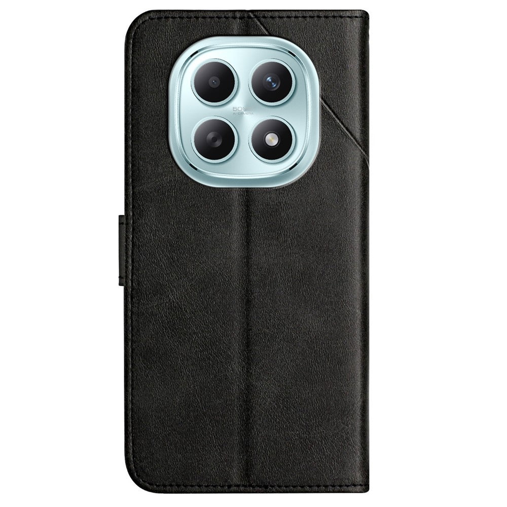 For Xiaomi Redmi Note 15 4G (Global) Case Line Pattern Wallet Leather Phone Cover with Wrist Strap - Black