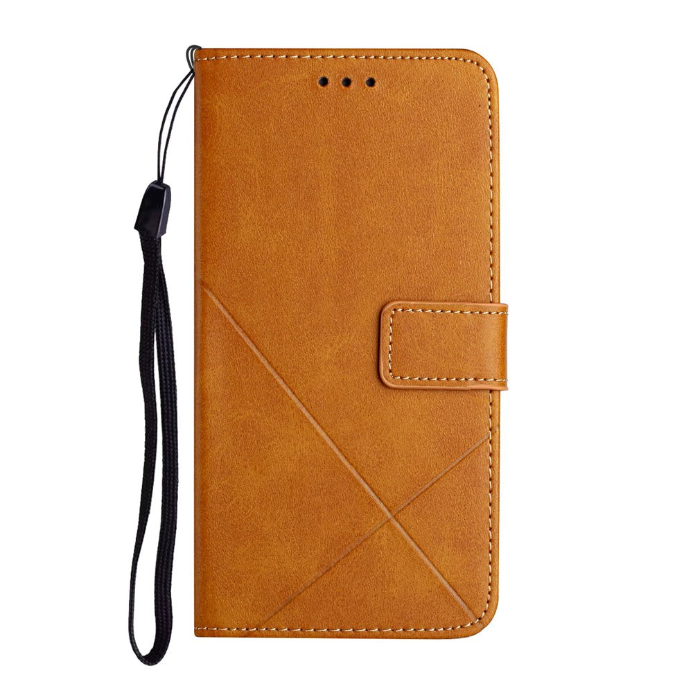 For Xiaomi Redmi Note 15 4G (Global) Case Line Pattern Wallet Leather Phone Cover with Wrist Strap - Yellow