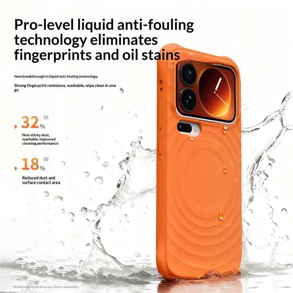 For Xiaomi 17 Pro Magnetic Case Ripple Texture Liquid Silicone TPU Protective Phone Cover with Explosion-Proof Tempered Glass  -  Tulip Yellow
