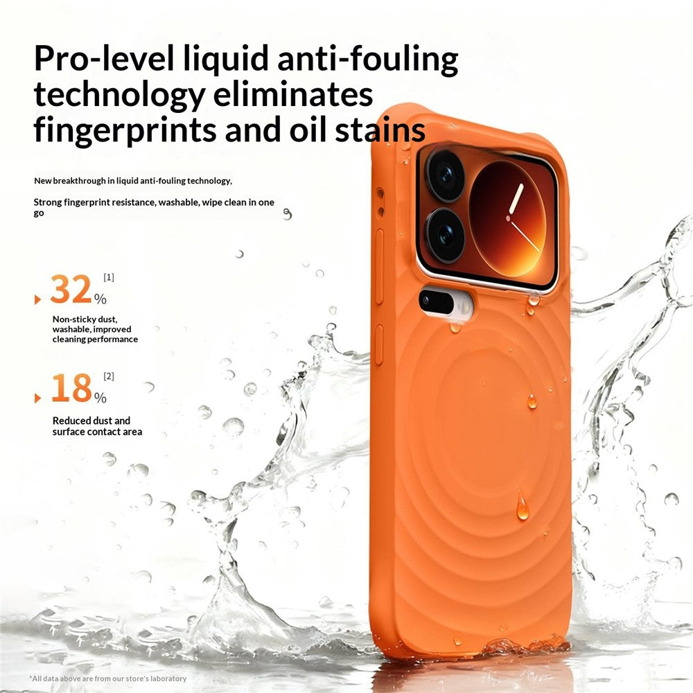 For Xiaomi 17 Pro Max Magnetic Case Ripple Texture Liquid Silicone TPU Protective Phone Cover with Explosion-Proof Tempered Glass - Qingshan Jade