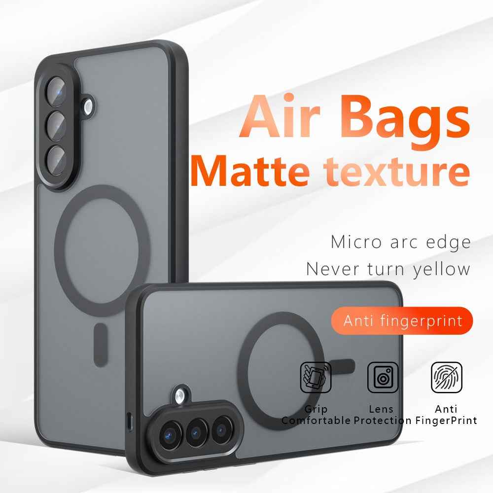 For Samsung Galaxy A57 5G Magnetic Case TPU + PC Matte Skin Touch Phone Cover - Black