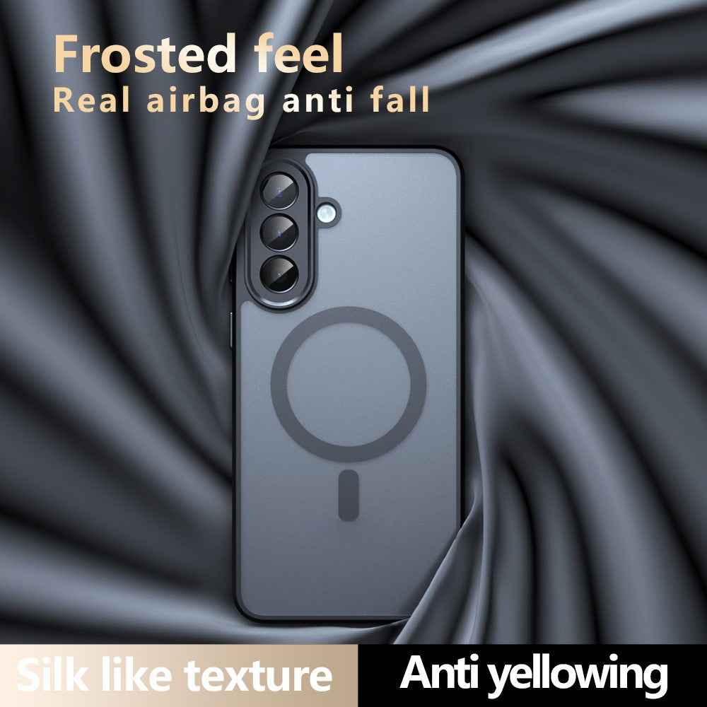 For Samsung Galaxy A57 5G Magnetic Case TPU + PC Matte Skin Touch Phone Cover - Black