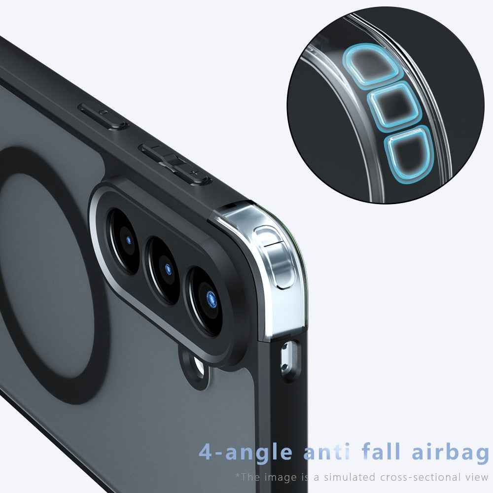 For Samsung Galaxy A57 5G Magnetic Case TPU + PC Matte Skin Touch Phone Cover - Black