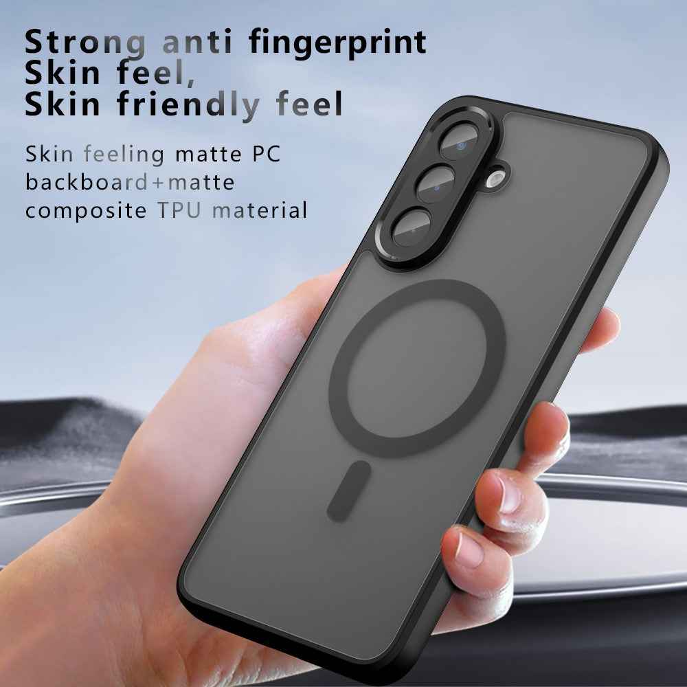 For Samsung Galaxy A57 5G Magnetic Case TPU + PC Matte Skin Touch Phone Cover - Black