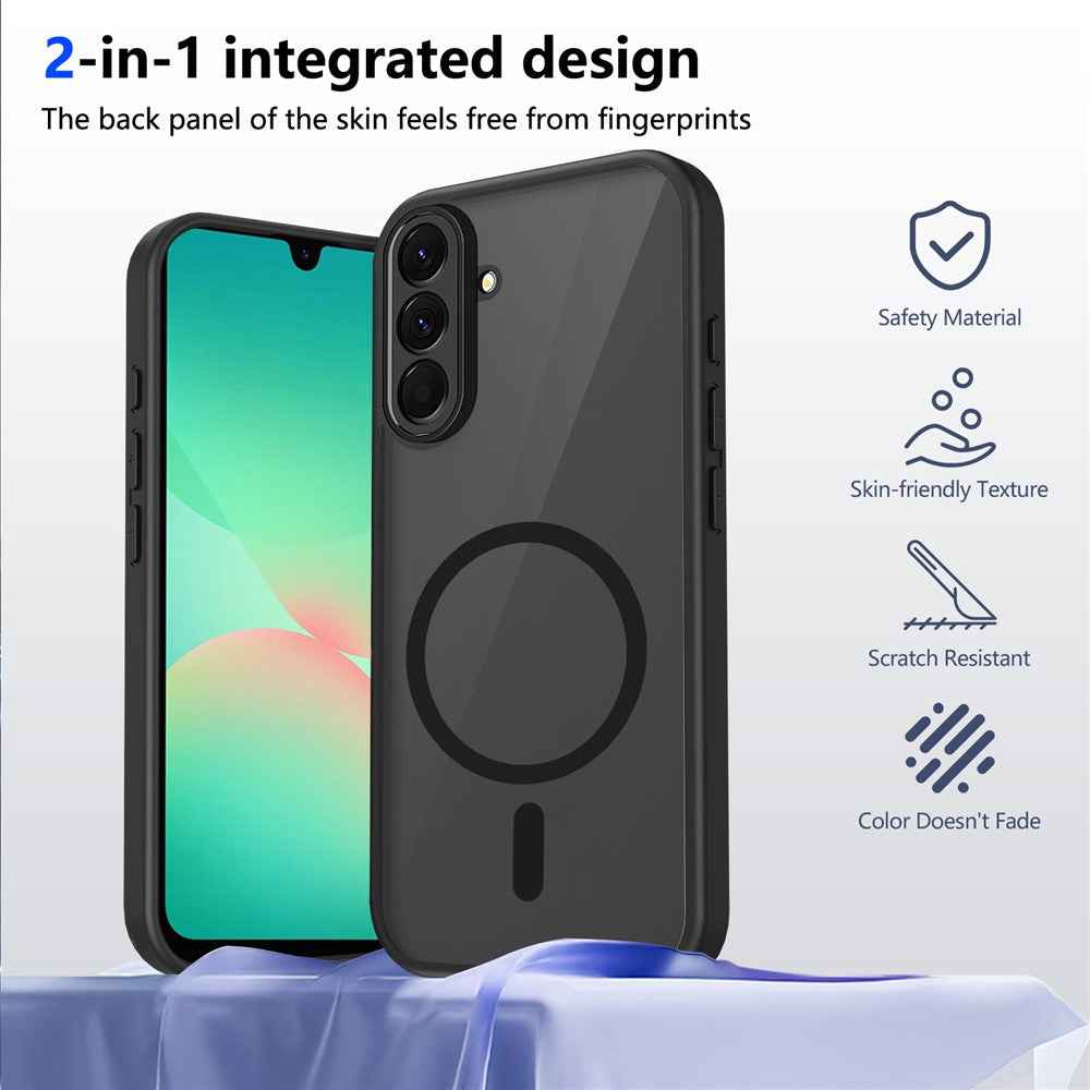 For Samsung Galaxy A57 5G Magnetic Case Skin Touch Matte PC + TPU Anti-Drop Phone Cover - Translucent