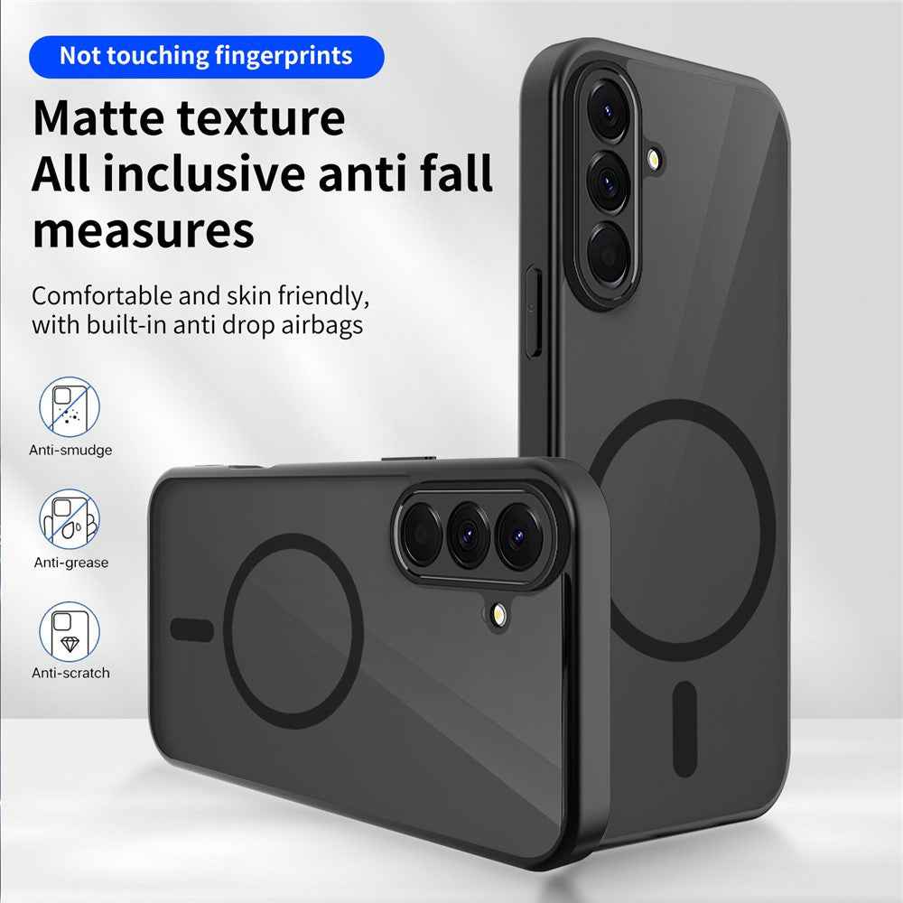 For Samsung Galaxy A57 5G Magnetic Case Skin Touch Matte PC + TPU Anti-Drop Phone Cover - Translucent