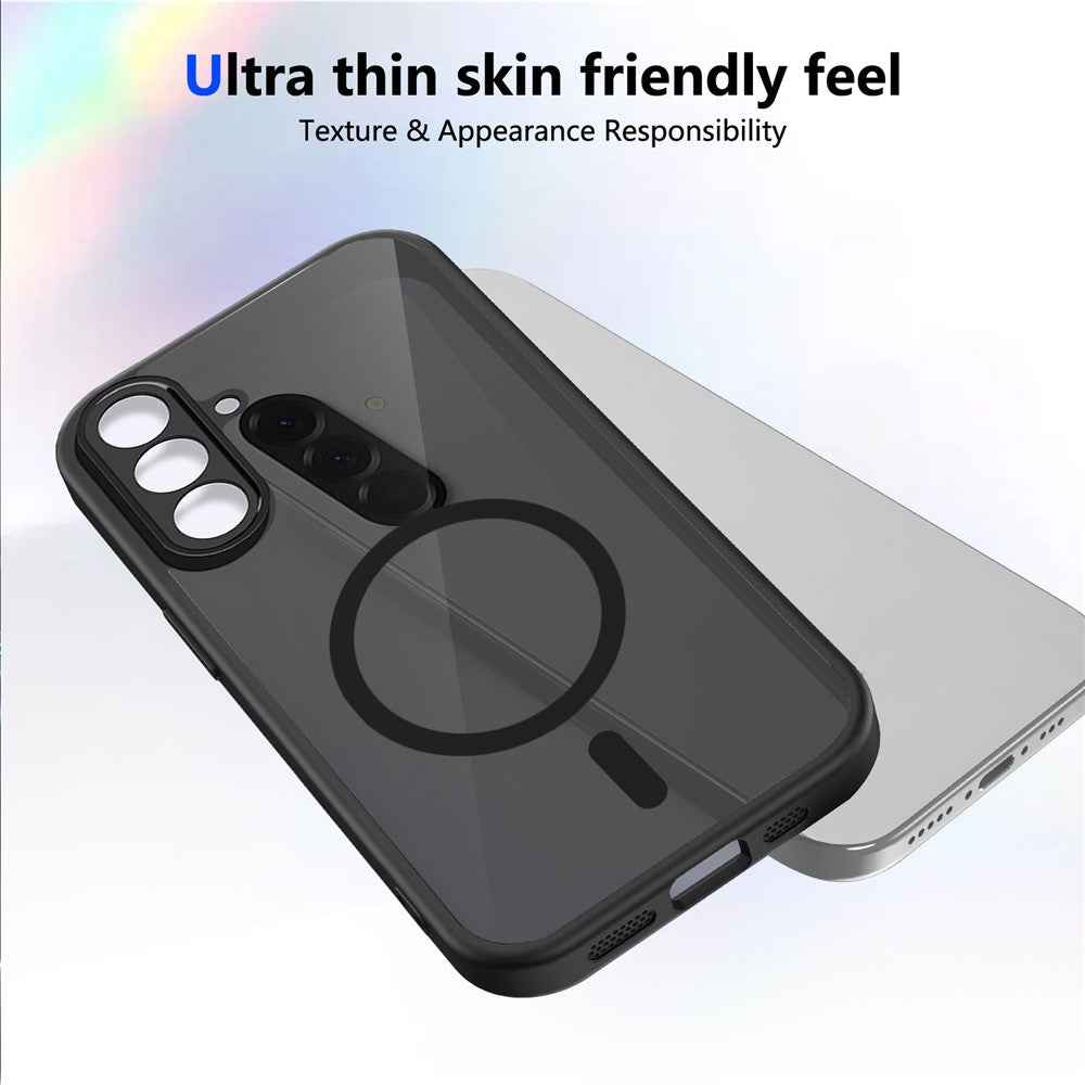 For Samsung Galaxy A57 5G Magnetic Case Skin Touch Matte PC + TPU Anti-Drop Phone Cover - Translucent