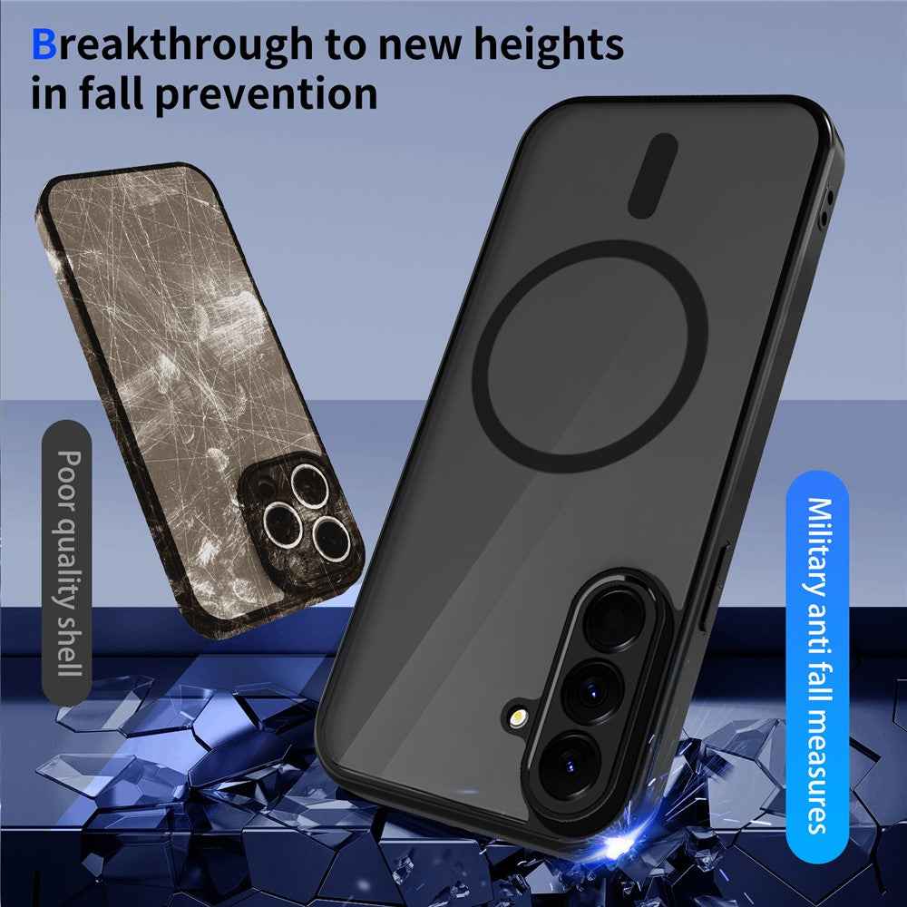 For Samsung Galaxy A57 5G Magnetic Case Skin Touch Matte PC + TPU Anti-Drop Phone Cover - Translucent