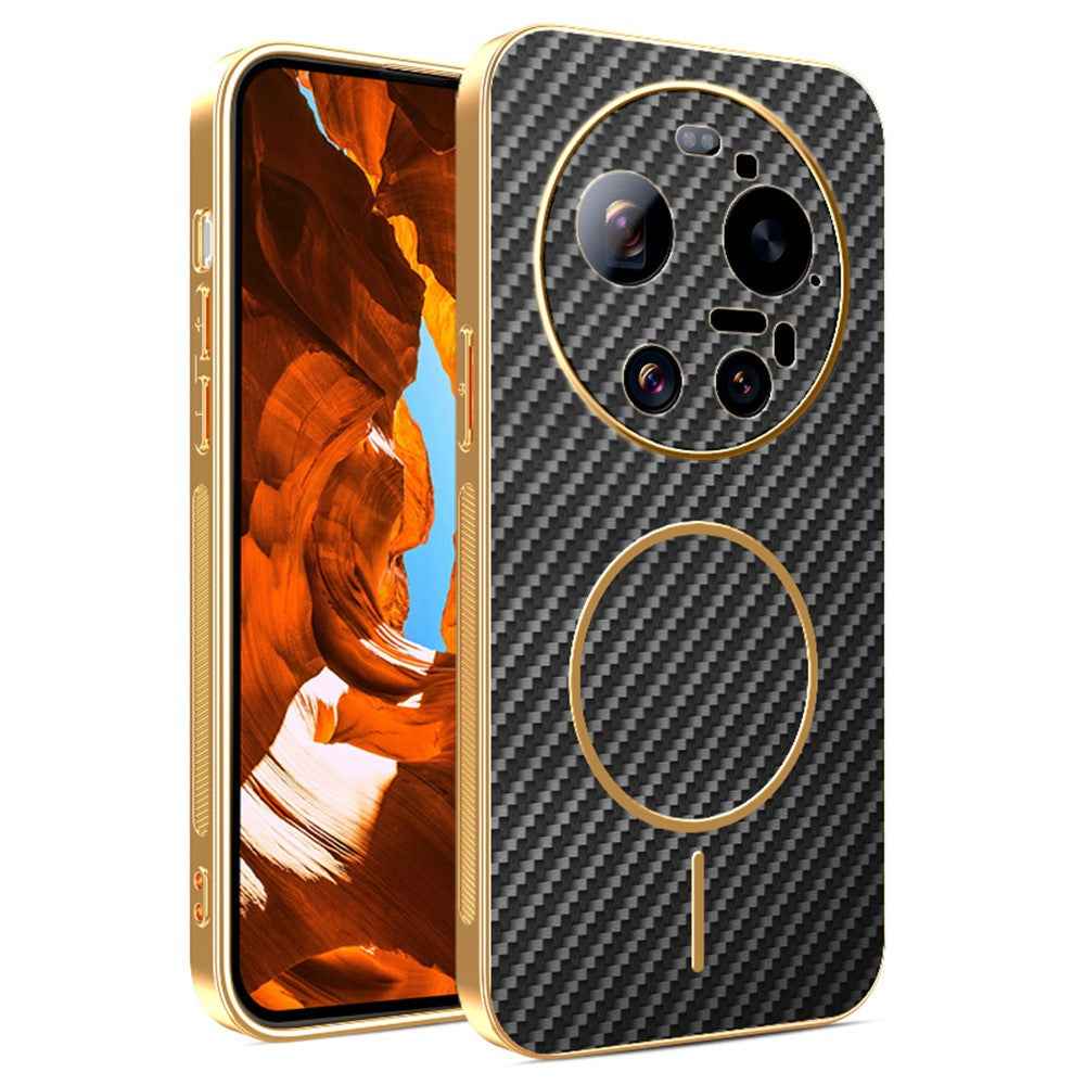 For Xiaomi 17 Ultra 5G Case Carbon Fiber Textured Electroplated TPU Phone Back Cover - Black