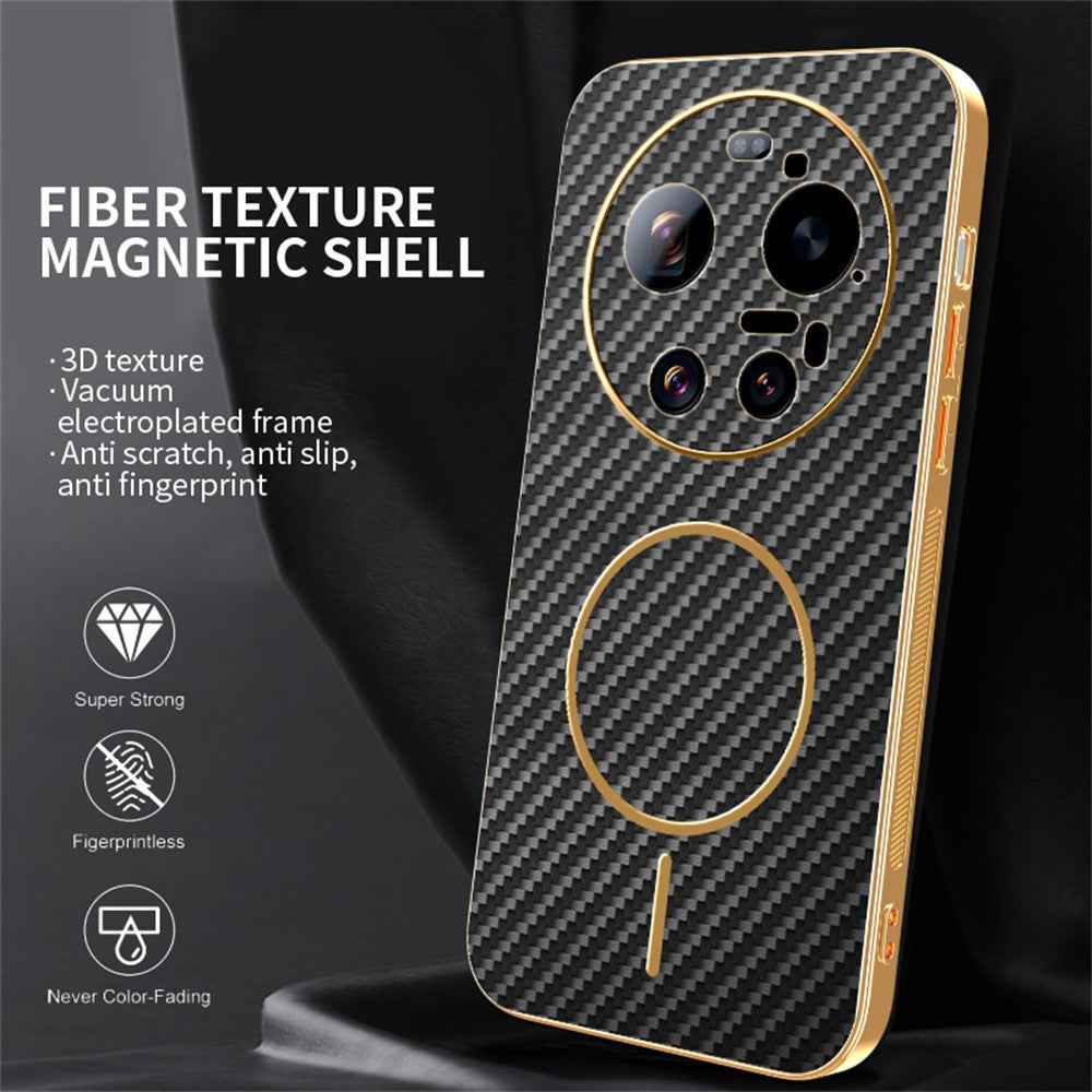 For Xiaomi 17 Ultra 5G Case Carbon Fiber Textured Electroplated TPU Phone Back Cover - Black