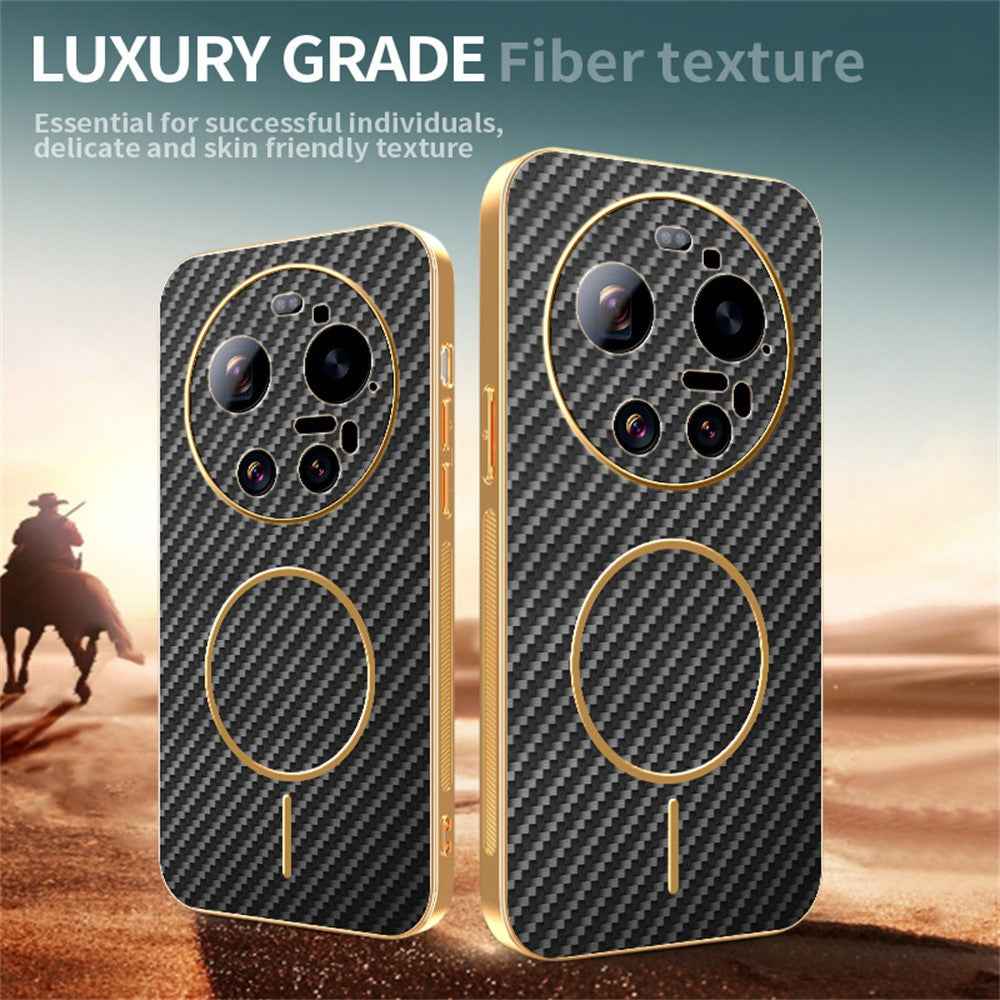 For Xiaomi 17 Ultra 5G Case Carbon Fiber Textured Electroplated TPU Phone Back Cover - Black