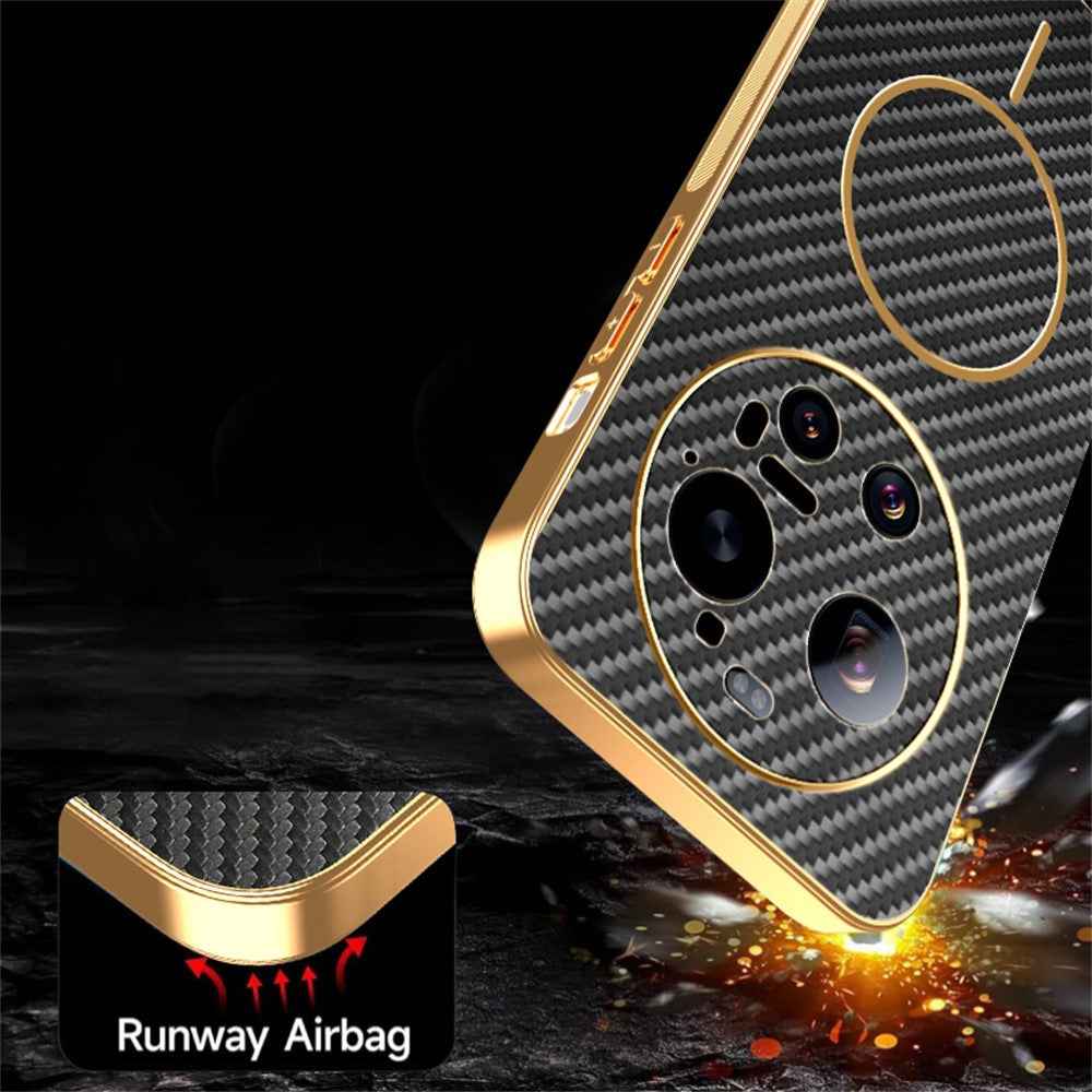 For Xiaomi 17 Ultra 5G Case Carbon Fiber Textured Electroplated TPU Phone Back Cover - Black
