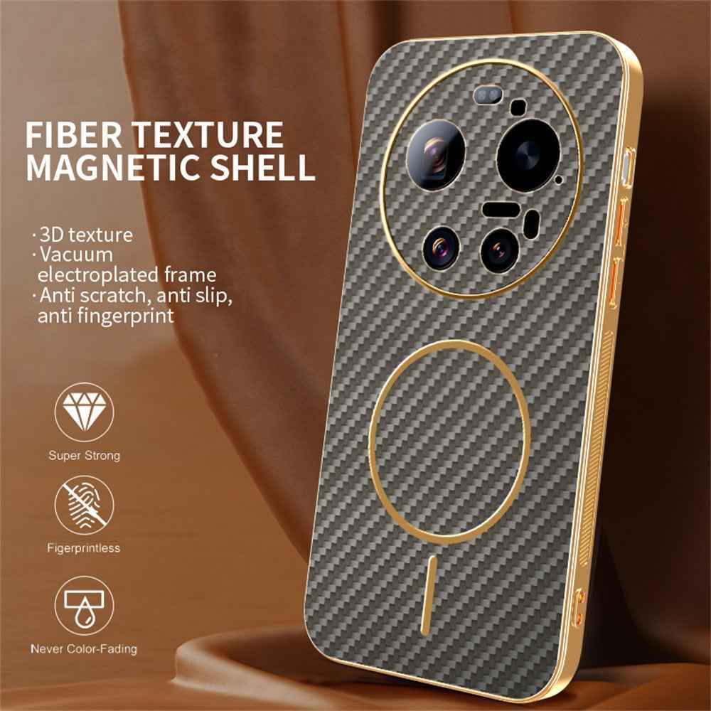 For Xiaomi 17 Ultra 5G Case Carbon Fiber Textured Electroplated TPU Phone Back Cover - Coffee