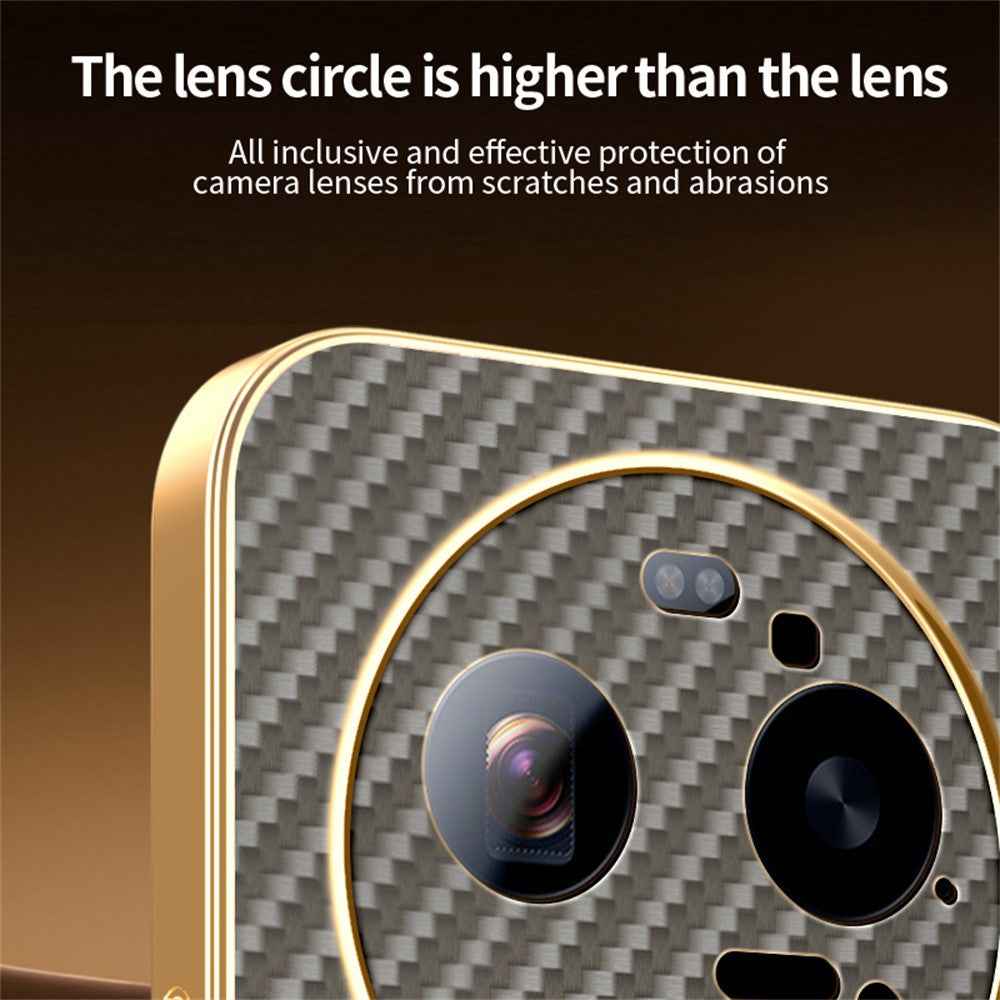For Xiaomi 17 Ultra 5G Case Carbon Fiber Textured Electroplated TPU Phone Back Cover - Coffee