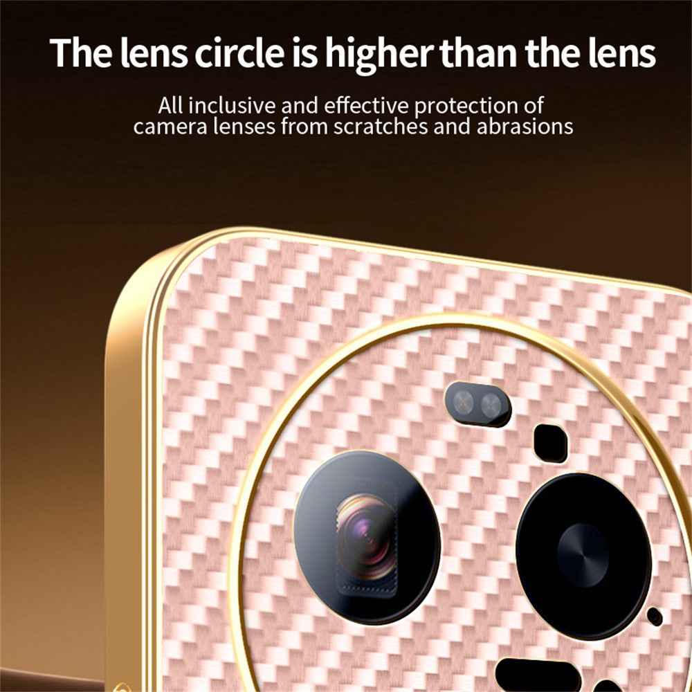 For Xiaomi 17 Ultra 5G Case Carbon Fiber Textured Electroplated TPU Phone Back Cover - Pink