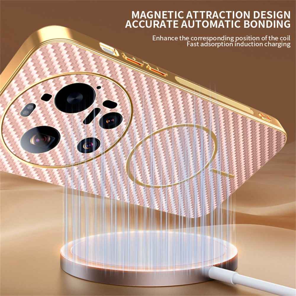 For Xiaomi 17 Ultra 5G Case Carbon Fiber Textured Electroplated TPU Phone Back Cover - Pink